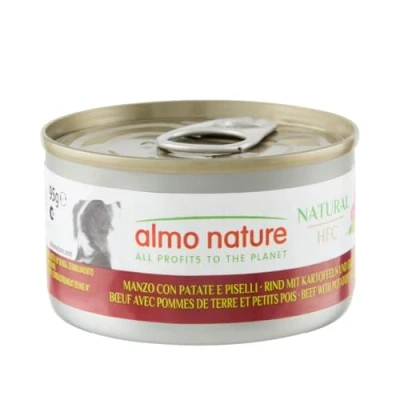 Imagen de almo nature Comida Húmeda para Perros Natural de Vacuno, Patatas y Guisantes (24 latas x 95 g). Alimento Monoproteíco Enlatado HFC Cuisine. Snack Complementario sin Gluten.
