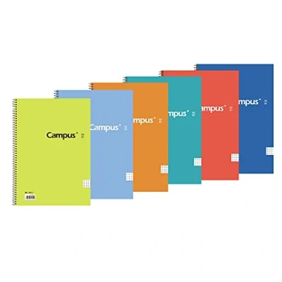 Imagen de Campus Cuadernos A5 Cuadrícula 4x4, Tapa Básica, 80 hojas, Pack de 6 blocs perfectos para uso escolar, oficina y hogar, Colores Surtidos (6 unidades)
