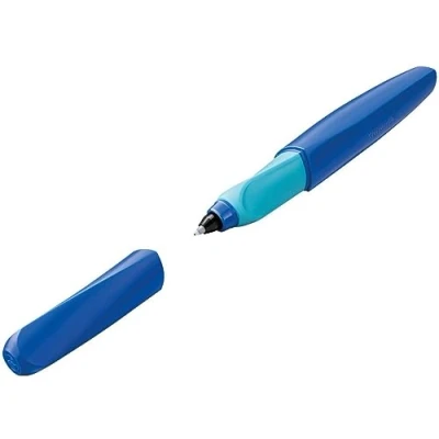 Imagen de Pelikan Twist Deep Blue, Bolígrafo Esferográfico Ergonómico, para Diestros y Zurdos, la Escuela Oficina, Punta M Indeformable, 2 Cartuchos KM Azules Incluidos, Recargable