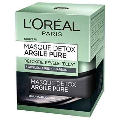 Imagen de L&#039;Oréal Paris Dermo Expertise Mascarilla facial detox de arcilla/carbón, 50 ml