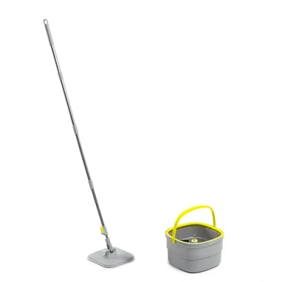 Imagen de InnovaGoods® Mopa Giratoria con Autolimpieza y Cubo 2,5L, Fregona Giratorio rotación 360º. Color Gris