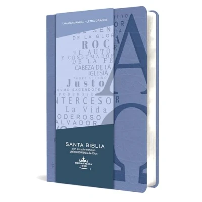 Imagen de Biblia RVR 1960 letra grande tamaño manual, simil piel azul celeste con nombres de Dios / Spanish Bible Handy Size Large Print Leathersoft Soft Blue