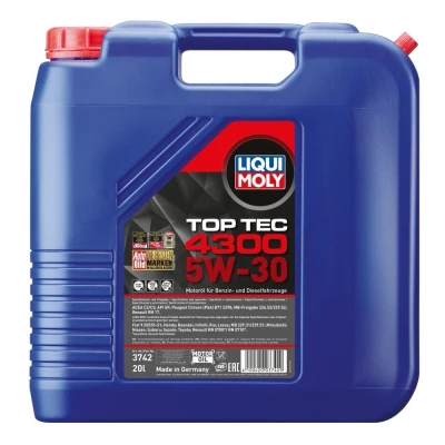Imagen de Liqui Moly Top Tec 4300 5W 30 20L Aceite de motor 3742 MERCEDES BENZ: Clase C Berlina, E Vito Mixto, RENAULT: CLIO 3, 2, MEGANE 2