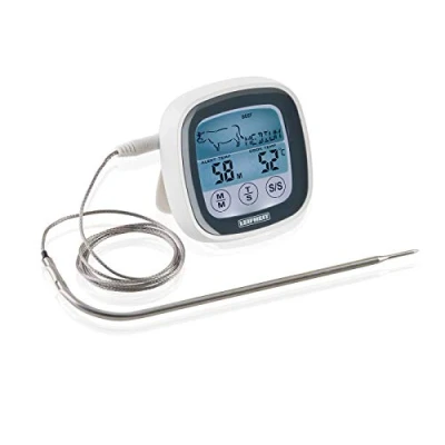 Imagen de Leifheit termómetro para asados, digital con temporizador, horno cable, medidor de temperatura pantalla táctil