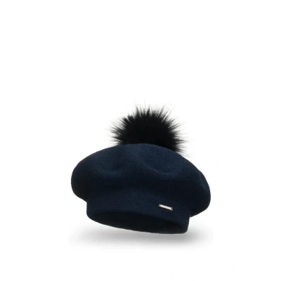 Imagen de Vivisence Boina Invernal con Pompón para Mujeres 7035, Azul Marino,Talla Única