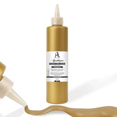 Imagen de Tinte para tela de 500 ml. Color textil resistente al lavado. camiseta tejidos claros. Lavable a máquina, Pintura textil, fijación mediante planchado (dorado)