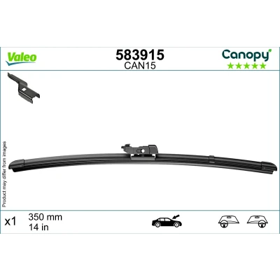 Imagen de limpiaparabrisas Valeo Canopy 583915 350mm Escobilla con hoja plana, Goma de &gt;80 % materiales sostenibles FORD: FIESTA 7