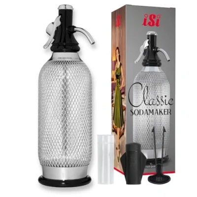 Imagen de iSi 1060 Sodamaker Classic, 1,0 L, burbujeador de agua para con gas, botella PEN malla acero inoxidable, dióxido carbono agua, 106001