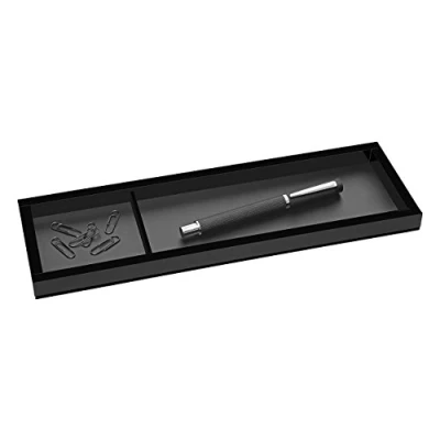 Imagen de WEDO Black Office 631601 Portalápices (cristal acrílico, 2 compartimentos, patas de goma, 31 x 9,6 1,9 cm, en caja regalo), color negro