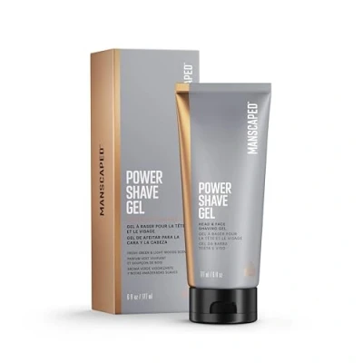 Imagen de MANSCAPED® Power Shave Gel, gel calmante para el afeitado de la cabeza y rostro hombres, con exfoliantes líquidos ayudar a proteger contra irritación los pelos encarnados, 177 ml