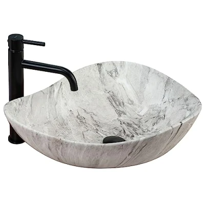 Imagen de Rea Lavabo SOBRE ENCIMERA Dora Stone de Baño 515 x 400 175 mm en Cerámica (imitación piedra)