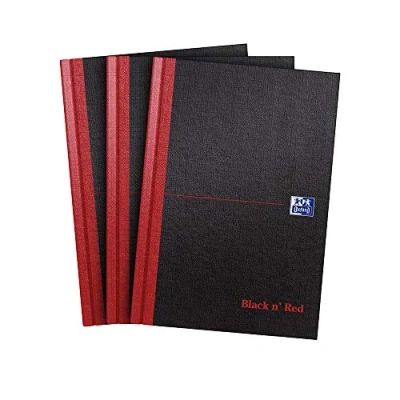 Imagen de Oxford Black n&#039; Red Cuaderno, tamaño A4, tapa dura, color negro y rojo A5, pack de 3