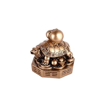 Imagen de lachineuse Figura de Tortuga Feng Shui Decorativa en Bagua Símbolo longevidad, Riqueza, Prosperidad Protección la casa y Familia 5 x 5,5 cm Asiático Color Dorado