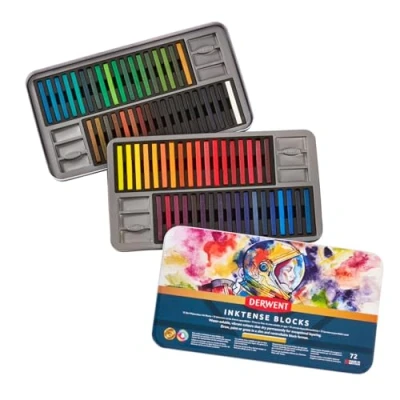 Imagen de Derwent Inktense Set de 72 Barras Pintura, Lápices Acuarelables 8mm Solubles en Agua para Dibujar y Pintar Papel o Tejidos, Calidad Profesional (2301980)