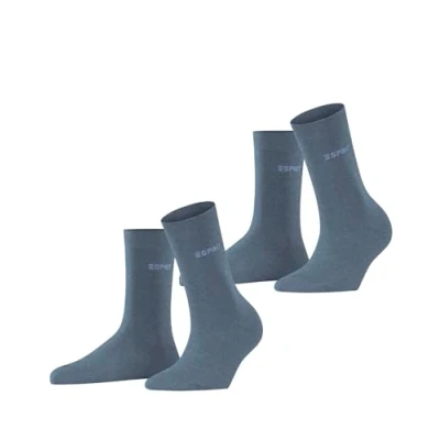 Imagen de ESPRIT Uni 2 Pack W SO algodón unicolor pares, Calcetines Mujer, Azul (Light Denim 6660), 35 38