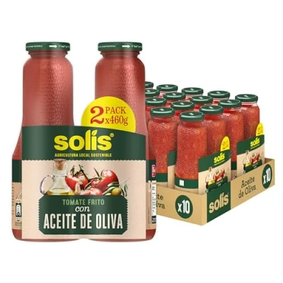 Imagen de SOLÍS Tomate Frito con Aceite de Oliva Frasco Cristal Bipack Pack 10 x 2 frascos 460g sin gluten
