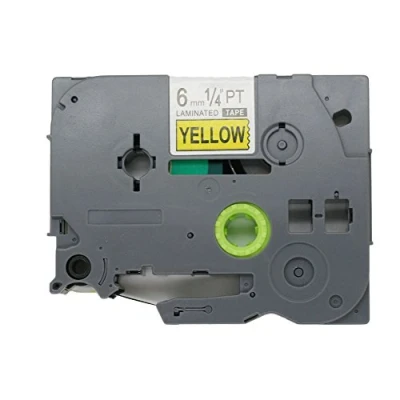 Imagen de BROVACS 1 paquete de cinta etiquetas negra sobre amarilla compatible con Brother P Touch TZ 611 TZe 6 mm 1/4 pulgadas OPA1161