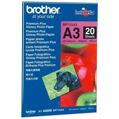 Imagen de Papel BROTHER Foto Brillante BP71GA A3 20 Hojas MFC5890CN MFC5895CW MFCJ5910DW DCP6690CW MFC6490CW MFCJ6510DW MFCJ6520DW MFCJ6710DW MFCJ6720DW MFC6890CDW MFCJ6910DW MFCJ6920DW MFCJ4410DW MFCJ4510DW