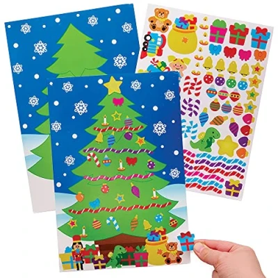 Imagen de Baker Ross FX351 Árbol de Navidad con Pegatinas Paquete 5, para Niños