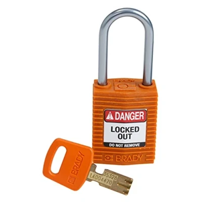 Imagen de Brady CPT ORG 38AL KD Candado SafeKey, naranja, 3 pulgadas de alto x 1.25 ancho 0.75 profundidad