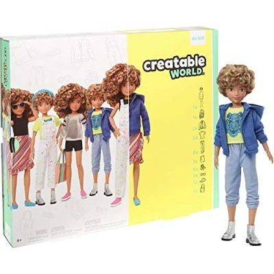 Imagen de Creatable World Figura Unisex Muñeco Articulado, Pelucas con Rizos y Accesorios (Mattel GGG56) , color/modelo surtido