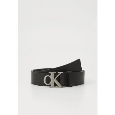 Imagen de Calvin Klein Cinturón Hombre Monogram Plaque Buckle 3,5 cm de piel, Negro (Black/Antique Silver), 115