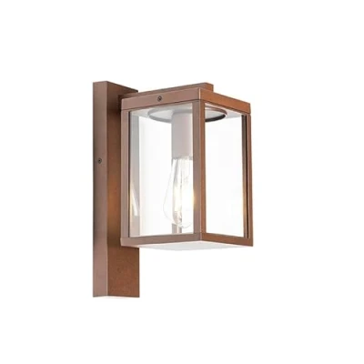 Imagen de QAZQA Farol de pared exterior industrial marrón óxido IP44 Charlois Aluminio/Vidrio Rectangular Adecuado para LED Max. 1 x 40 Watt