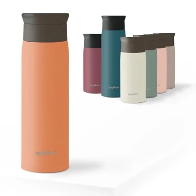 Imagen de eppikan EppiToGo Termo de Acero Inoxidable, taza aislada, Travel Mug, Coffee to go, para Coche, 350 ml, 500 viaje, antigoteo con Apertura 360º higiénica (Terracotta, ml)