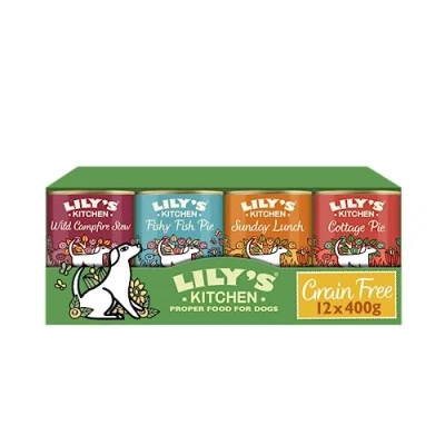 Imagen de Lily’s Kitchen Alimento húmedo natural para perros adultos: paquete de 12 latas variadas 400 g nuestras recetas sin cereales