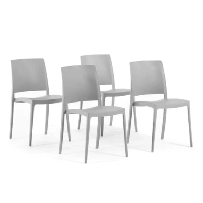 Imagen de SIEDITI FUORI E DENTRO Sillas apilables de polipropileno con fibra vidrio para exterior/jardín o interior, impermeables y resistentes, diseño moderno minimalista Maria (4, gris claro)