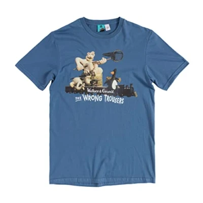 Imagen de TruffleShuffle Wallace and Gromit The Wrong Trousers Train Scene Indigo Blue T Shirt