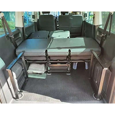 Imagen de BREMER SITZBEZÜGE Consola multiflex con Recubrimiento en Polvo Compatible VW T5 T6 T6.1 Transporter Caravelle Consolas Negras/Accesorios / Extensión de Cama Altura 51 cm 2 Unidades
