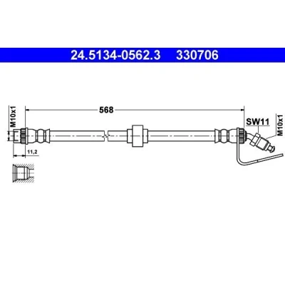 Imagen de ATE 24.5134 0562.3 Latiguillos de Freno 568 M10x1 RENAULT: MASTER 2 Kasten, Bus