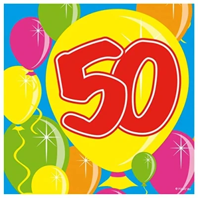 Imagen de Folat Globos De Servilletas Papel para 50 Años Fiesta Multicolor 20 Piezas
