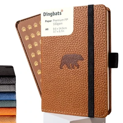 Imagen de Dingbats Wildlife Cuaderno De Bolsillo Con Páginas En Blanco, Oso Pardo, A6 Tapa Dura Papel Crema, 100 Gsm, A Prueba Tinta