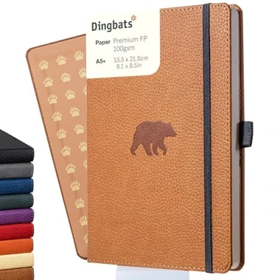 Imagen de Dingbats Wildlife Cuaderno Mediano Rayado, Oso Pardo, A5 Tapa Dura Papel Crema De 100 Gsm A Prueba Incluye Cierre Elástico Y Marcador