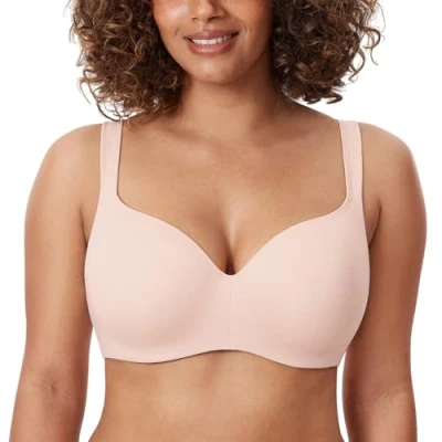 Imagen de DELIMIRA Sujetador Tallas Grandes Balconette para Mujer, Moldeado con Aros Rosa Albaricoque 115D