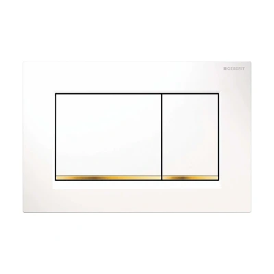 Imagen de Geberit Pulsador Sigma30, Para Doble Descarga: Blanco/Dorado/Blanco (115.883.KK.1)