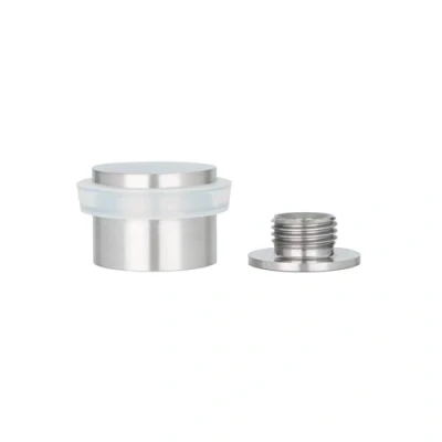 Imagen de EVI Herrajes Tope de Puerta 28 x 20 mm Base Roscada Goma Blanca Acero Inoxidable Acabado Mate Incluye Tornillo + Taco Sujeción Mod. I 199/24 BCBAM