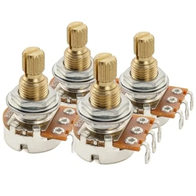 Imagen de Musiclily Pro Latón Rosca Mini Métrico B250K Potenciómetros Lineal Split Shaft Poti para Guitarra Eléctrica Bajo (Set de 4)
