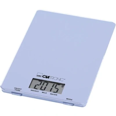 Imagen de Clatronic 90780594 latronic KW 3626 Báscula de cocina (hasta 5 kg, superficie cristal, función tara, pantalla LCD, azul, plástico