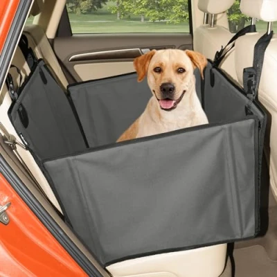 Imagen de asiento de coche para perro extra estable reforzado perros tamaño mediano con 4 correas sujeción, robusto e impermeable mascotas posterior