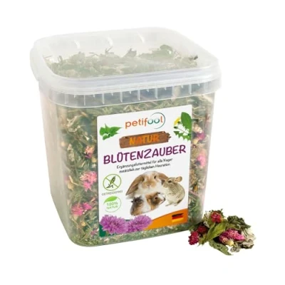 Imagen de petifool Blumenzauber 360 g Alimento complementario para roedores natural conejos, cobayas, hámsters, chinchilla y más sin aditivos artificiales 100% adecuado las especies