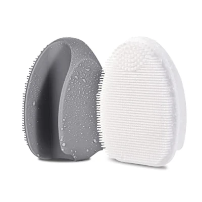 Imagen de HieerBus Limpiador facial de silicona, cepillo exfoliante manual, limpieza mano para mujeres y hombres (3rd grey+white)