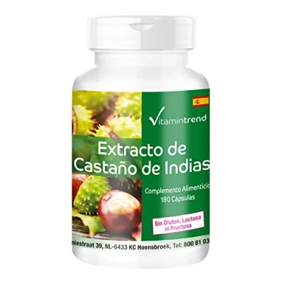 Imagen de Extracto de castaño Indias 300mg 180 cápsulas veganas altamente dosificado 20% Escina Vitamintrend®