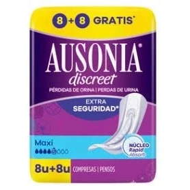 Imagen de Compresas maxi para pérdidas de orina moderadas a abundantes AUSONIA Discreet 16 uds