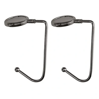 Imagen de kwmobile 2X Gancho de Bolso para Mesa Colgadores portátiles Escritorio Soportes Colgar Abrigo Paraguas Negro