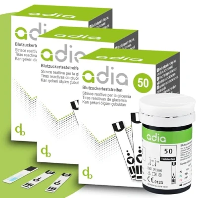 Imagen de adia tiras reactivas de glucosa en sangre, 150 unidades, la medición sangre económica y sencilla para el control diabetes (dispositivo no incluido aquí).