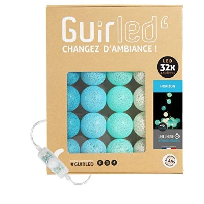 Imagen de GuirLED Guirnalda luminosa bolas de algodón LED USB Luz noche para bebé 2h Adaptador corriente dual 2A incluido 3 intensidades 32 3,2m Horizon