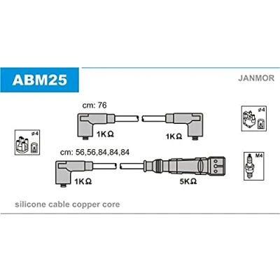 Imagen de JANMOR ABM25 Juego de Cables Encendido VOLKSWAGEN: TRANSPORTER 4 Bus